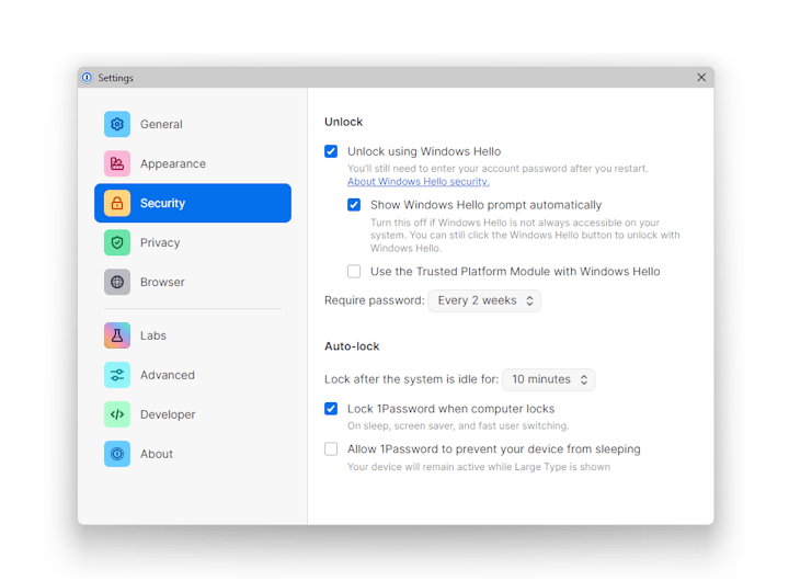 Using Windows Hello